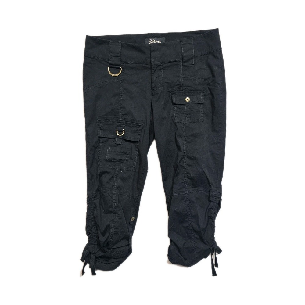 Guess Women's Cargo Pants  28 Cropped  NWT Roll Up Black